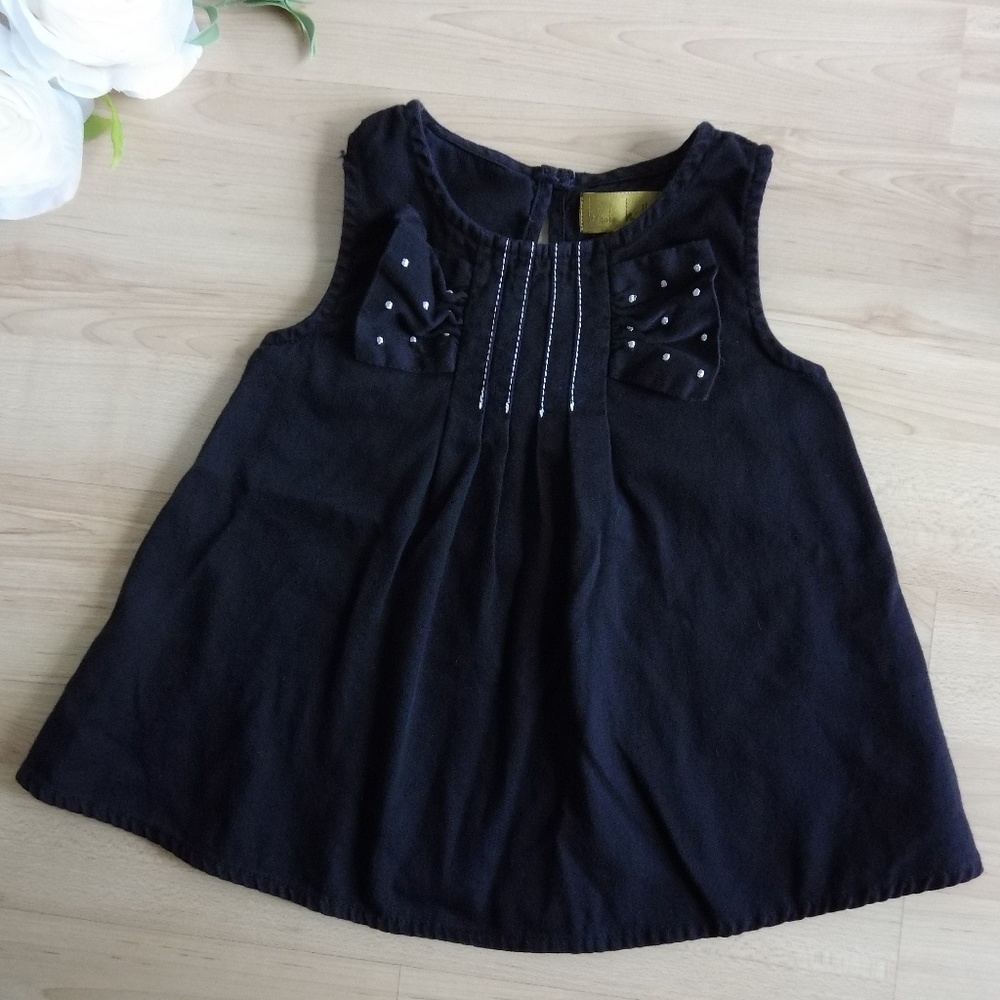 Nicole Miller 24 M Black Bow Sleeveless Tunic Top
